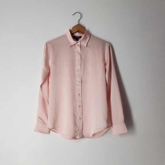 Ralph Lauren Tops - Ralph Lauren Satin Pink Charmeuse Shirt Button Down Blouse top XS black label